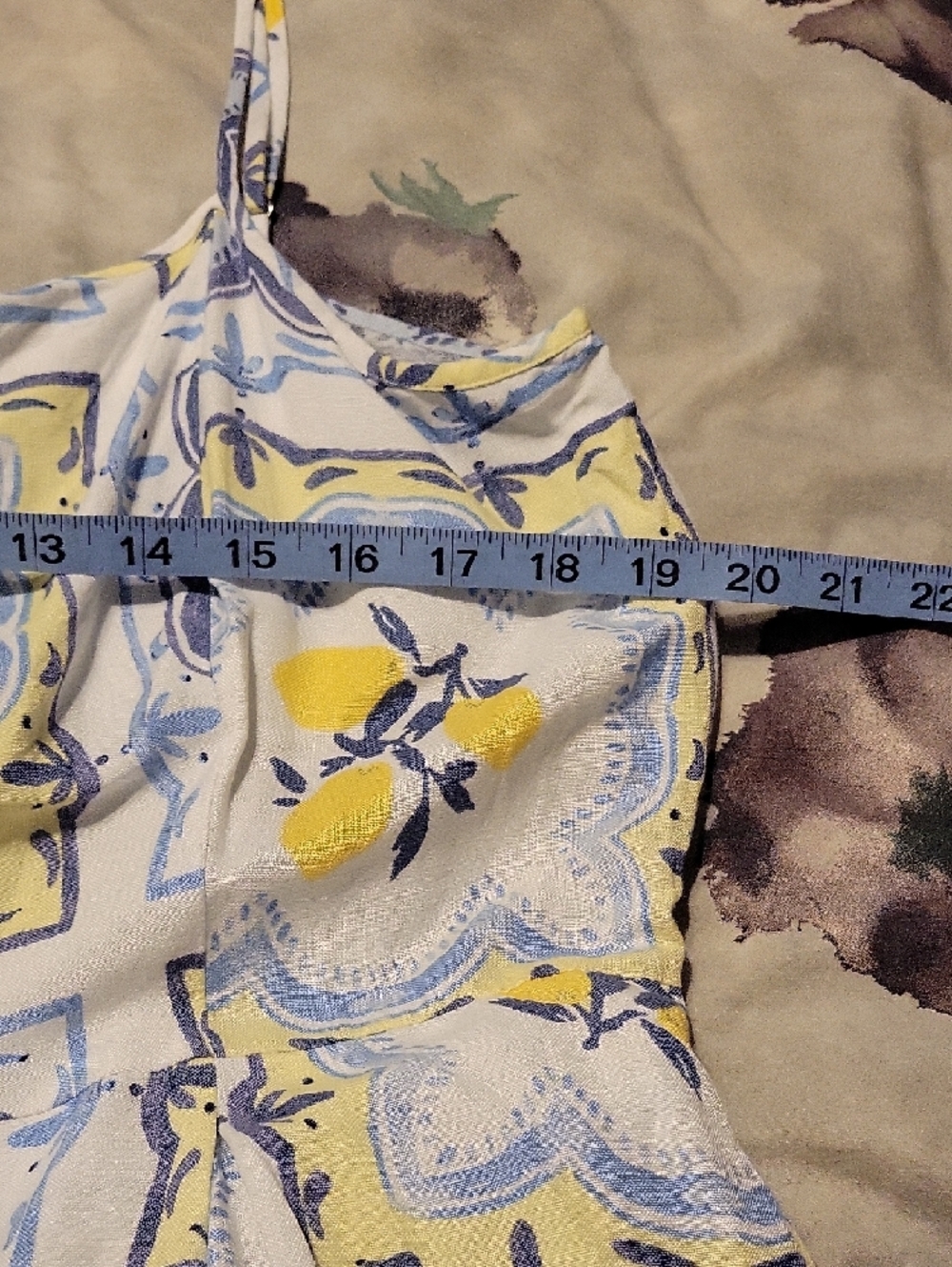 LOFT Light Blue and Yellow Tile-Print Spaghetti-Strap Maxi Dress - Picture 7 of 9